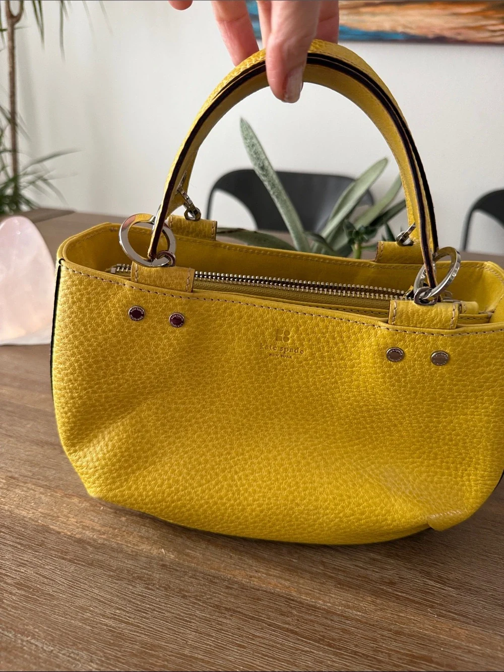 Kate Spade Yellow Pebbled Leather Hand Bag